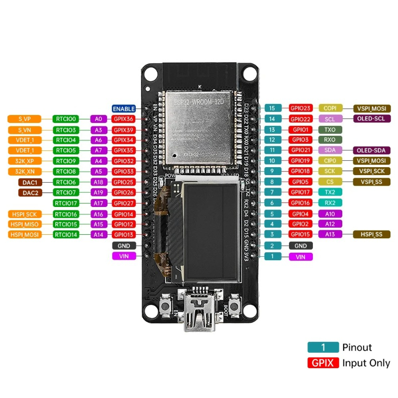 ESP32 ESP-WROOM-32D WIFI Devel - Oled Display Module ulasan dan harga