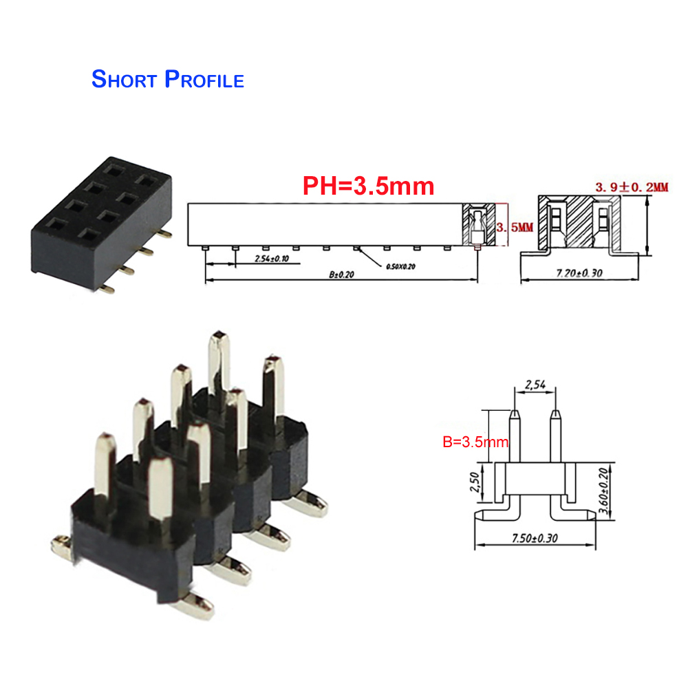 20pcs 2.54mm PH3.5 2x3P/5P/10P - Male Female Header Pin ulasan dan harga